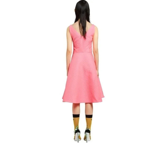 Prada Duchesse Froiss Textured Sleeveless Bright Pink Dress Sz 6 - Picture 3 of 16